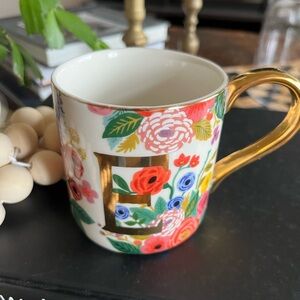 Rifle Paper Co. for Anthropologie Floral Mug with Initial E
